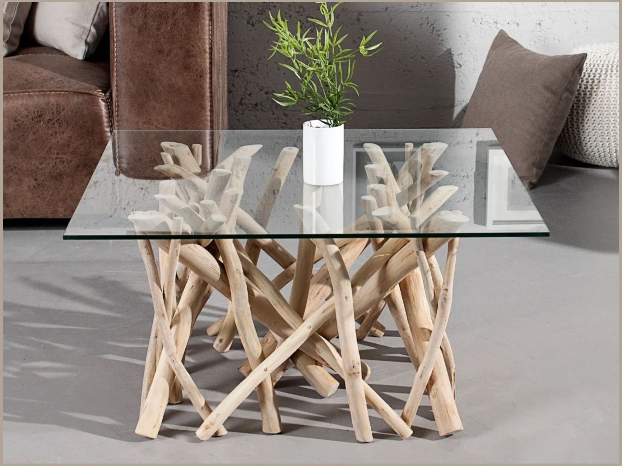 Table basse WOODEN carré en 80cm mise en situation