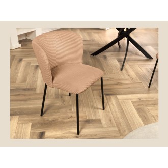 Chaise PAVIA rose-beige côtelée vue rapprochée