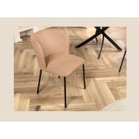 Chaise PAVIA rose-beige côtelée vue rapprochée