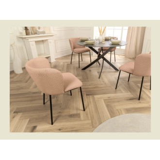 Chaise PAVIA rose-beige côtelée vue de côté