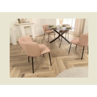 Chaise PAVIA rose-beige côtelée vue de côté