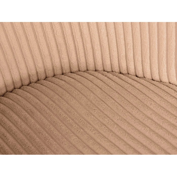 Zoom sur la jonction entre l'assise et le dossier de la chaise PAVIA rose-beige côtelée