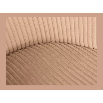 Zoom sur la jonction entre l'assise et le dossier de la chaise PAVIA rose-beige côtelée