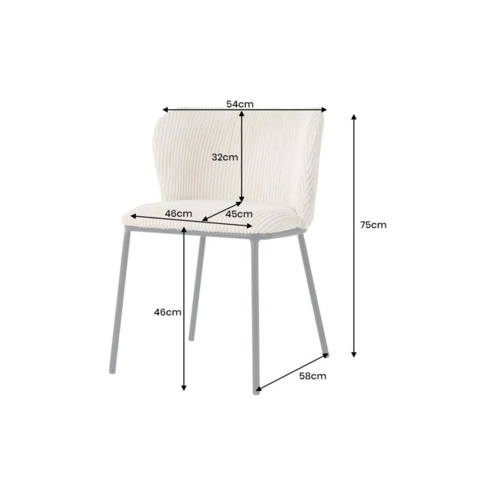 Chaise PAVIA rose-beige côtelée dimensions