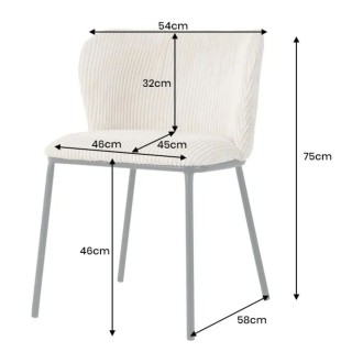 Chaise PAVIA rose-beige côtelée dimensions
