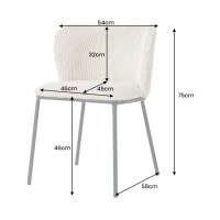 Chaise PAVIA rose-beige côtelée dimensions
