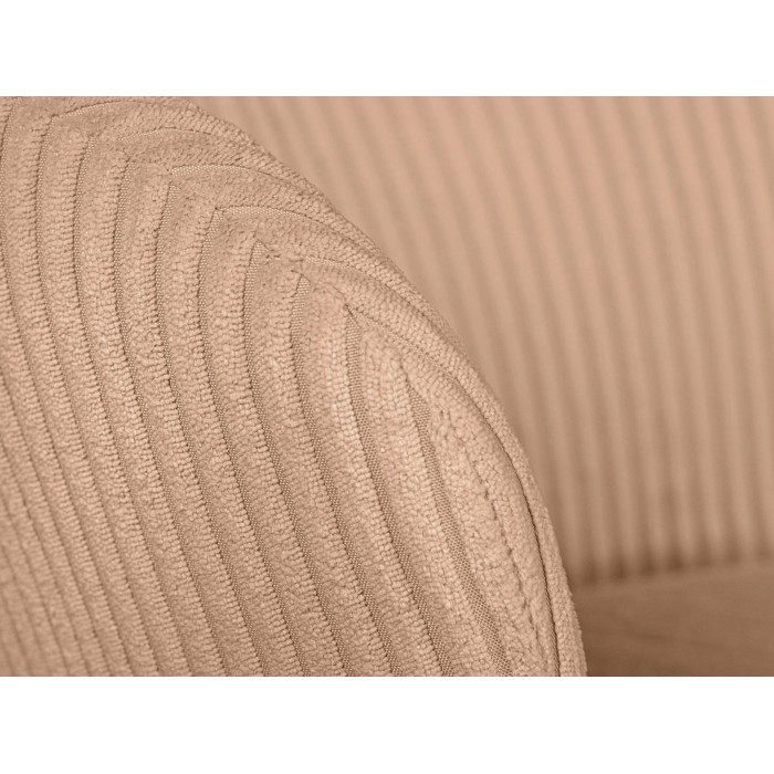 Zoom sur l'accoudoir de la chaise PAVIA rose-beige côtelée