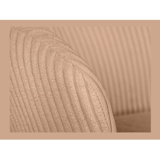 Zoom sur l'accoudoir de la chaise PAVIA rose-beige côtelée