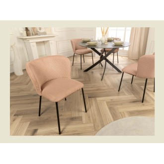 Chaise PAVIA rose-beige côtelée mise en situation