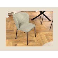 Chaise PAVIA verte menthe côtelée vue rapprochée