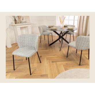 Chaise PAVIA bleue à carreaux vue de face