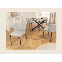 Chaise PAVIA bleue à carreaux vue de face