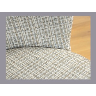 Zoom sur la jonction entre l'assise et le dossier de la chaise PAVIA bleue à carreaux