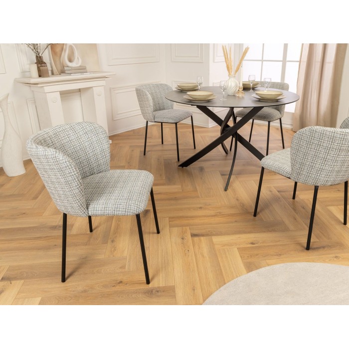 Chaise PAVIA bleue à carreaux vue de côté