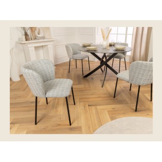 Chaise PAVIA bleue à carreaux vue de côté