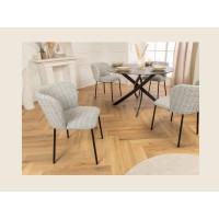 Chaise PAVIA bleue à carreaux vue de côté