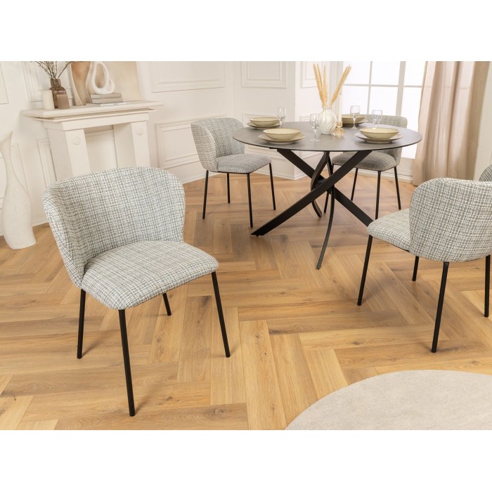 Chaise PAVIA bleue à carreaux vue légèrement de côté