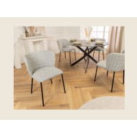 Chaise PAVIA bleue à carreaux vue légèrement de côté