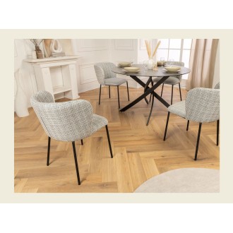 Chaise PAVIA bleue à carreaux vue de dos