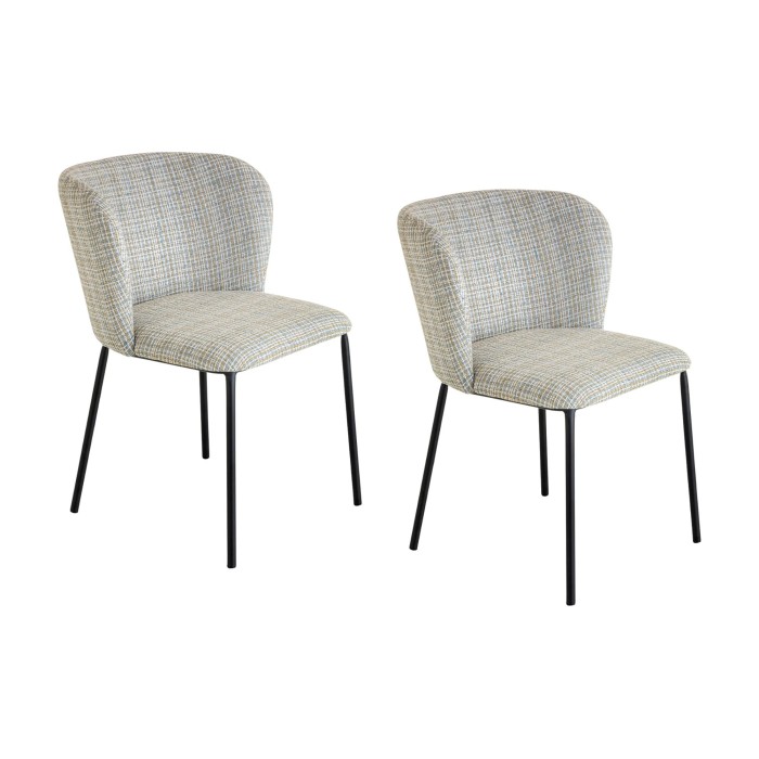 Lot de 2 chaises PIAVA bleues à carreaux