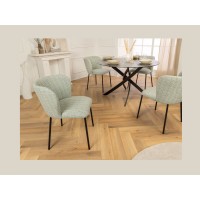 Chaise PAVIA verte à carreaux vue complètement de côté
