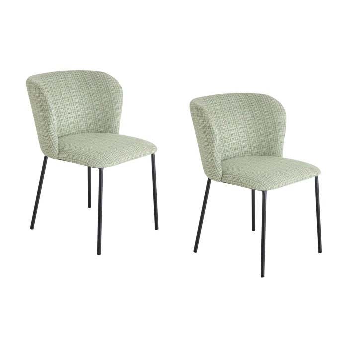 Lot de 2 chaises PAVIA vertes à carreaux