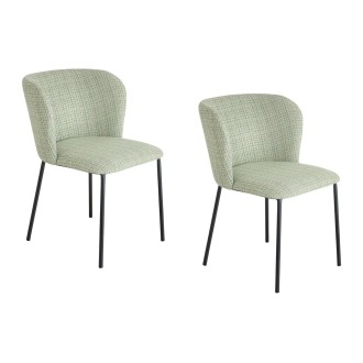 Lot de 2 chaises PAVIA vertes à carreaux