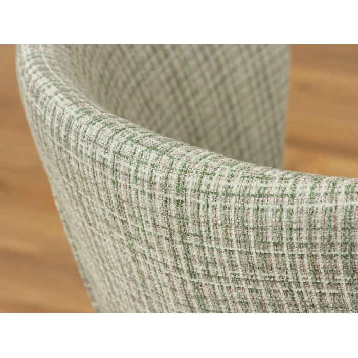Zoom sur le dossier de la chaise PAVIA verte à carreaux