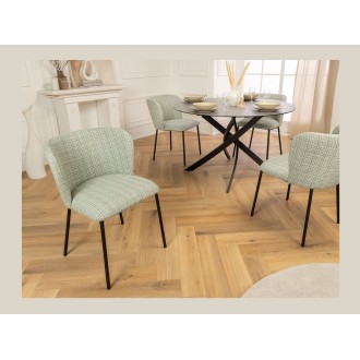 Chaise PAVIA verte à carreaux vue de côté