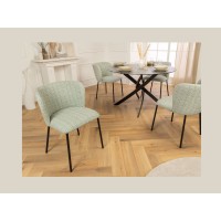 Chaise PAVIA verte à carreaux vue de côté
