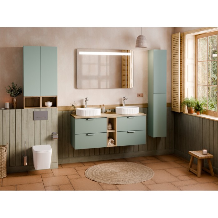 copy of Plan für Waschtisch NATOURA 120,8 cm in MDF Eichenoptik hell mit Naturkante
