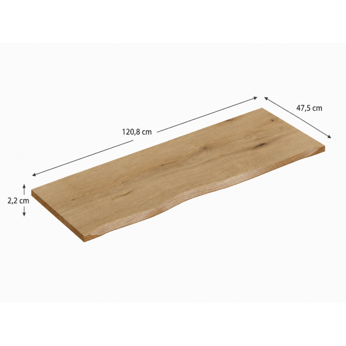 Plan pour vasque NATOURA 120,8 cm en MDF aspect chêne crémone avec bord naturel