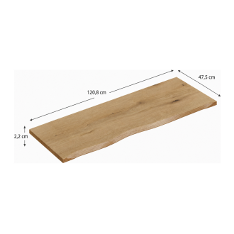 Plan pour vasque NATOURA 120,8 cm en MDF aspect chêne crémone avec bord naturel