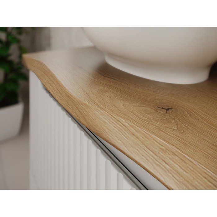 Plan pour vasque NATOURA 120,8 cm en MDF aspect chêne crémone avec bord naturel