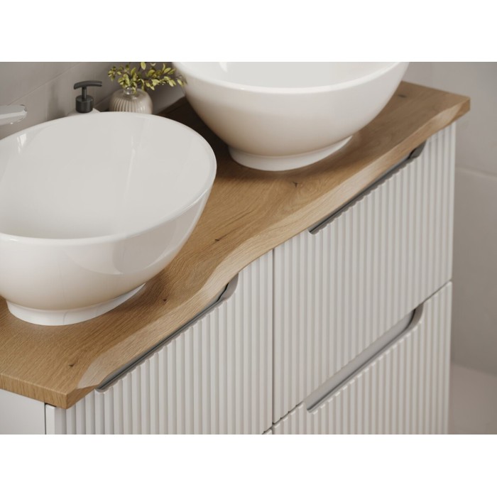 Plan pour vasque NATOURA 120,8 cm en MDF aspect chêne crémone avec bord naturel