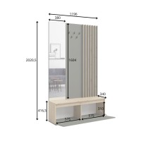 Flurmöbel mit Garderobenständer und Spiegel 120 cm - helles Eichenholz und anthrazitgrau - Kollektion NEMO