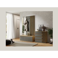 Mobile da ingresso con appendiabiti e specchio 120 cm - quercia chiara e grigio antracite - Collezione NEMO
