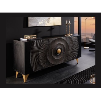 Buffet 140 cm 3 porte legno nero e dorato – Collezione SOLARIS