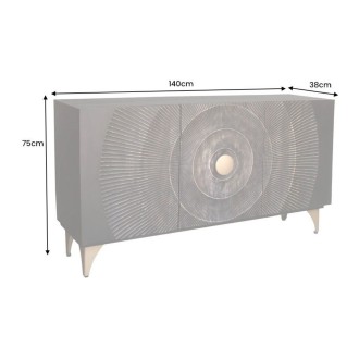 Buffet 140 cm 3 porte legno nero e dorato – Collezione SOLARIS