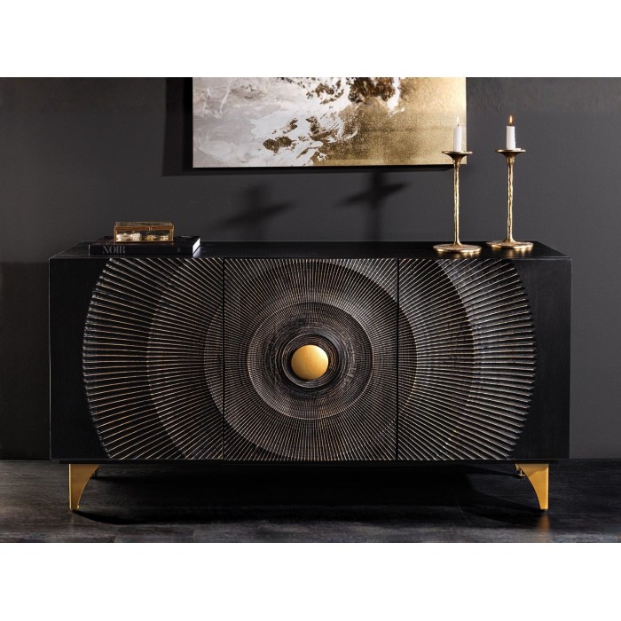 Buffet 140 cm 3 porte legno nero e dorato – Collezione SOLARIS