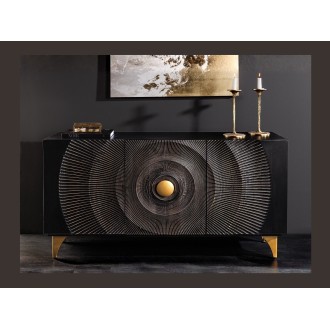 Buffet 140 cm 3 porte legno nero e dorato – Collezione SOLARIS