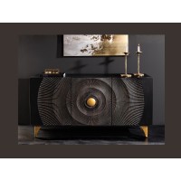 Buffet 140 cm 3 porte legno nero e dorato – Collezione SOLARIS