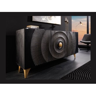 Buffet 140 cm 3 porte legno nero e dorato – Collezione SOLARIS