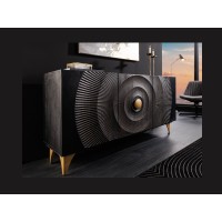 Buffet 140 cm 3 porte legno nero e dorato – Collezione SOLARIS