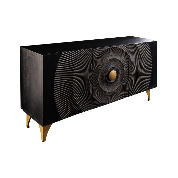 Buffet 140 cm 3 porte legno nero e dorato – Collezione SOLARIS