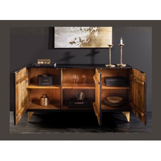Buffet 140 cm 3 porte legno nero e dorato – Collezione SOLARIS