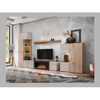 Vitrine ERINA – 2 Türen – Helles Eichenholz und Beige