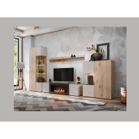 Vitrine ERINA – 2 Türen – Helles Eichenholz und Beige