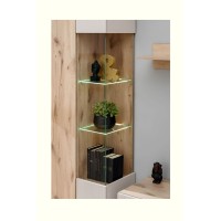 Vitrine ERINA – 2 Türen – Helles Eichenholz und Beige