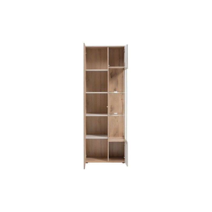 Vitrine ERINA – 2 Türen – Helles Eichenholz und Beige